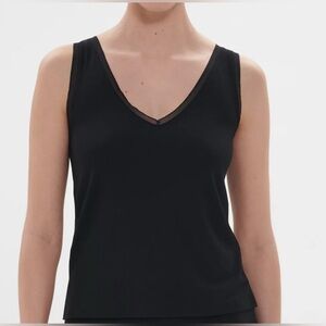 NWT Simone Perele Aurore Sleeveless Tank Black Mesh V-Neck Sz. XL